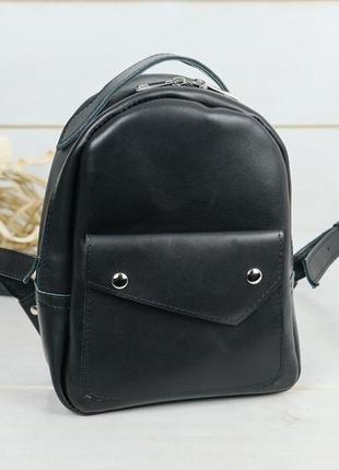 Женский кожаный рюкзак сингапур, натуральная кожа итальянский краст, цвет черный1 фото