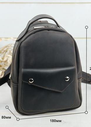 Женский кожаный рюкзак сингапур, натуральная кожа итальянский краст, цвет черный6 фото