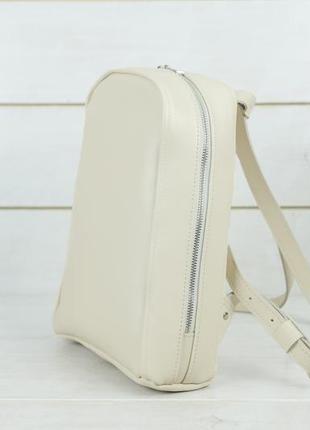 Жіночій шкіряний рюкзак "анталія", гладка шкіра, колір кремовий3 фото