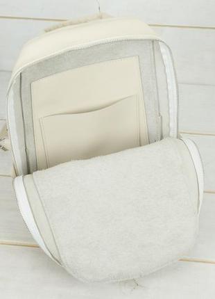 Жіночій шкіряний рюкзак "анталія", гладка шкіра, колір кремовий5 фото