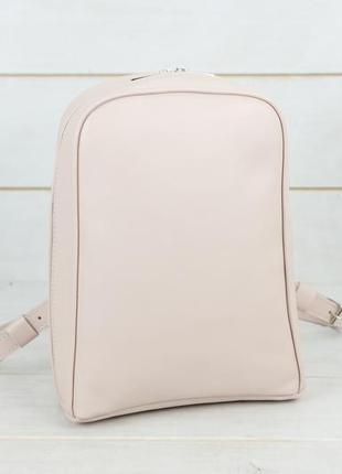 Жіночій шкіряний рюкзак "анталія", гладка шкіра, колір пудра1 фото