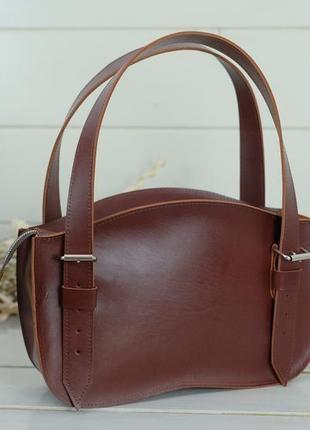 Жіноча шкіряна сумка кім, натуральна шкіра італійський краст, колір вишня1 фото