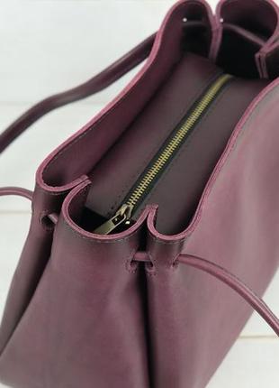 Шкіряна жіноча сумочка "азія", натуральна шкіра італійський краст, колір бордо4 фото