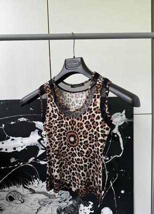 Трендова вінтажна майка леопард roberto cavalli