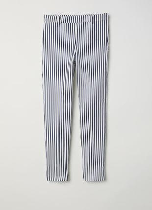 Летние белые штаны в полоску хлопковые h&m брюки полосатые штаны коттоновые по щиколотку3 фото