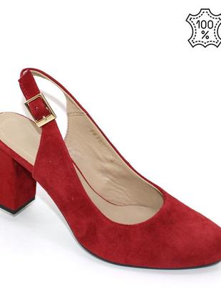 Жіночі червоні літні туфлі на підборах із закритим носком червоний