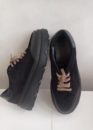 Кроссовки из замши и кожи, цвет черный, размер 39-25,5 см4 фото