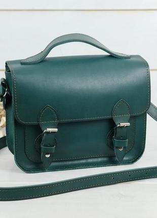 Женская кожаная сумка салли, натуральная кожа итальянский краст, цвет  зеленый1 фото
