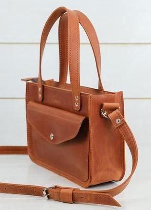 Женская кожаная сумка эмили, натуральная винтажная кожа, цвет коньяк3 фото