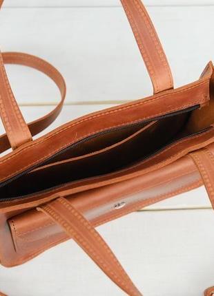 Женская кожаная сумка эмили, натуральная винтажная кожа, цвет коньяк5 фото