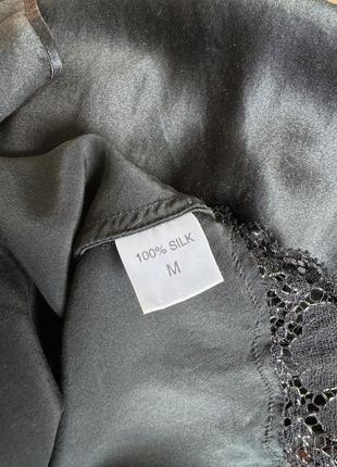 Шелковая черная майка пеньюар globus натуральный шелк, шелк, шилк, silk7 фото