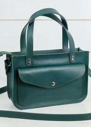 Женская кожаная сумка эмили, натуральная кожа итальянский краст, цвет зеленый1 фото