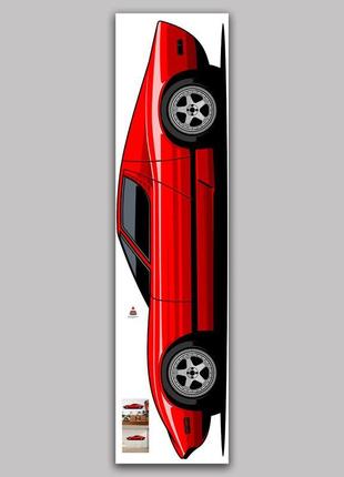 Виниловая интерьерная наклейка цветная декор на стену (шпалеры и краску) "машина. красное авто"3 фото