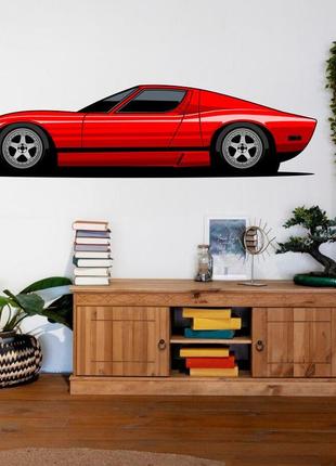 Виниловая интерьерная наклейка цветная декор на стену (шпалеры и краску) "машина. красное авто"2 фото