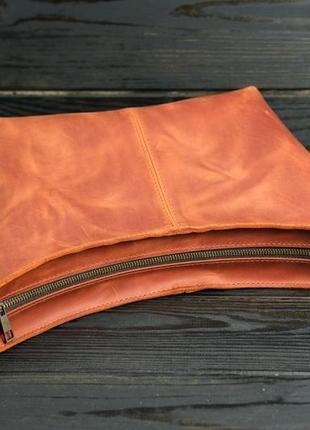 Женская кожаная сумка луна, натуральная винтажная кожа, цвет коньяк4 фото