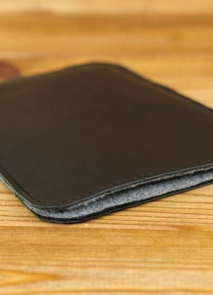 Кожаный чехол для ipad дизайн №1 с войлоком, натуральная кожа итальянский краст, цвет черный2 фото