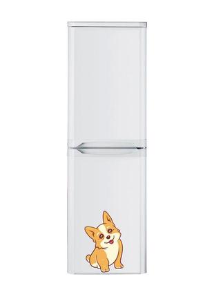 Вінілова кольорова декоративна наклейка самоклейна на двері холодильника "цуценя коргі" з оракалу4 фото