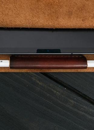 Кожаный чехол для ipad с держателем для apple pencil, натуральная кожа итальянский краст, цвет вишня7 фото