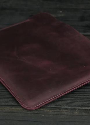 Кожаный чехол для ipad с держателем для apple pencil, натуральная винтажная кожа, цвет бордо6 фото