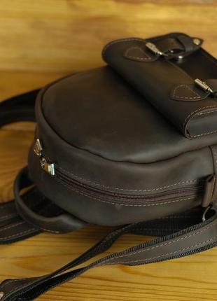 Женский кожаный рюкзак бургунди, натуральная винтажная кожа цвет коричневый, оттенок шоколад4 фото