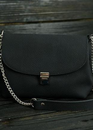 Женская кожаная сумка оливия, натуральная кожа флотар, цвет черный1 фото