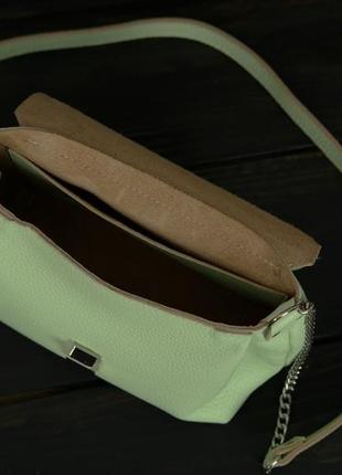 Жіноча шкіряна сумка олівія, натуральна шкіра флотар, колір салатовий2 фото