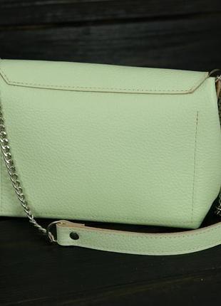 Женская кожаная сумка оливия, натуральная кожа флотар, цвет салатовый3 фото