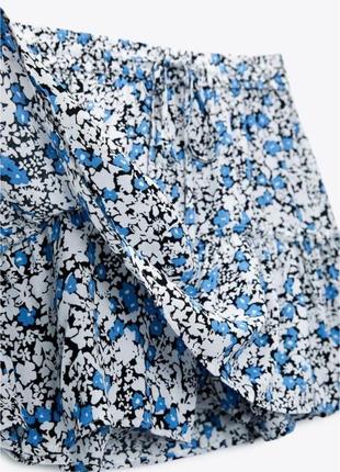 Спідниця шорти в квітковий принт блакитна синя міні zara5 фото