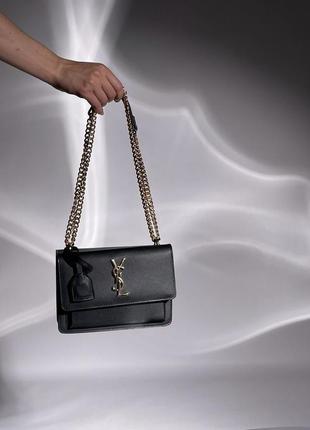 Сумка женская в стиле yves saint laurent sunset big chain black/gold '4 фото