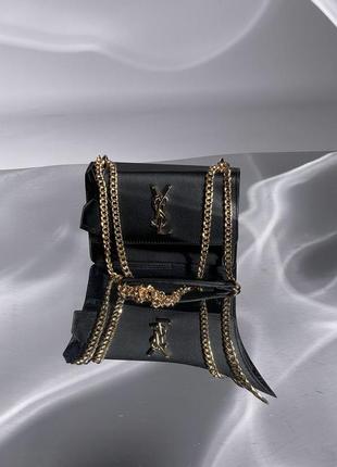 Сумка женская в стиле yves saint laurent sunset big chain black/gold '5 фото