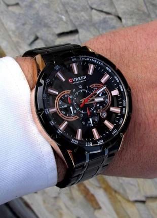 Черные мужские наручные часы curren / курен4 фото