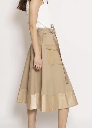 Юбка pinko drill stretch washed skirt - beige3 фото