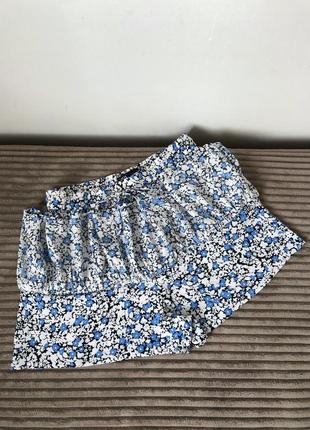 Спідниця шорти в квітковий принт блакитна синя міні zara9 фото