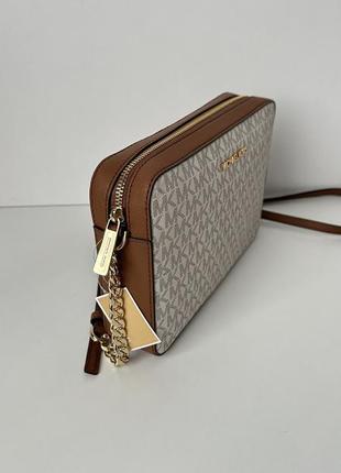 Молочна сумка через плече jet set vanilla brown michael kors3 фото