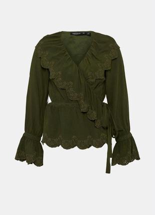 Блузка, блуза, сорочка з рюшами, воланом, шляркою, вишивка, віскоза, брендова karen millen1 фото
