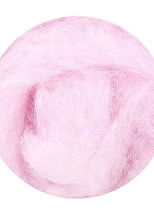 Шерсть для валяния кардочесанная 20 г, светло-розовая1 фото