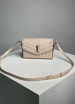 Сумка женская в стиле yves saint laurent дюйма старта box beige/gold7 фото