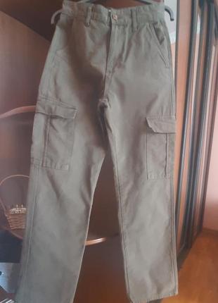 Турецкие брюки карго высокая посадка размеры s,m,l6 фото