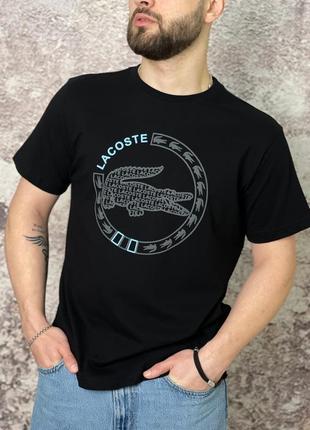 Мужская черная футболка lacoste