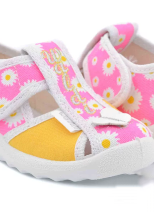 Текстильні капці waldi тапочки босоніжки мокасини ромашка метелик