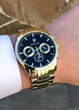 Чоловічі золоті кварцові годинники rolex daytona / ролекс7 фото