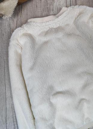 Кофта для девочки h&m меховая на молнии молочного цвета размер 122/128 (7-8 лет)6 фото