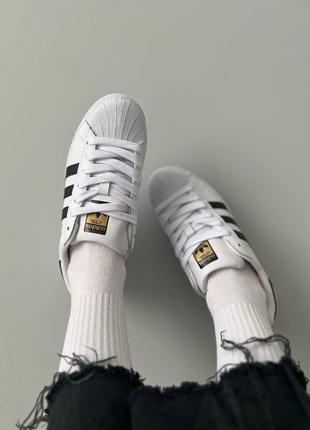 Кроссовки adidas superstar white black4 фото