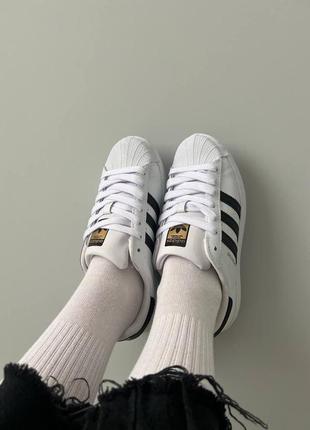 Кроссовки adidas superstar white black2 фото