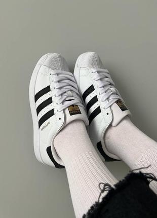 Кроссовки adidas superstar white black3 фото