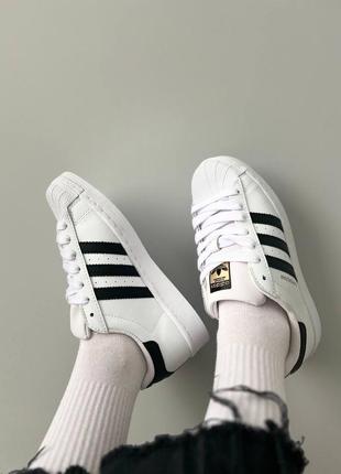Кроссовки adidas superstar white black5 фото