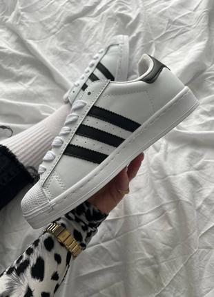 Кроссовки adidas superstar white black10 фото