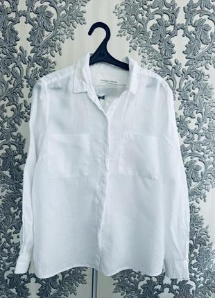Сорочка біла лляна лен рубашка блузка лен из льна marks стильная модная4 фото