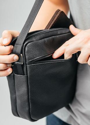 Мужская каркасная барсетка, вместительная сумка из натуральной кожи, кожаный мессенджер5 фото