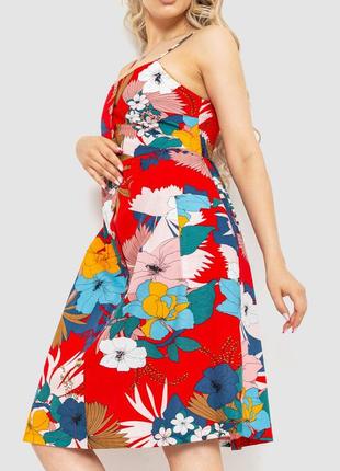 Червоний сарафан сукня у квіточку квітковий принт плаття з кишенями бавовна на літо бретелі ґудзики3 фото